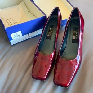 Custom Made Square Toe Garnet Marble Patent Stuart Weitzman Heel